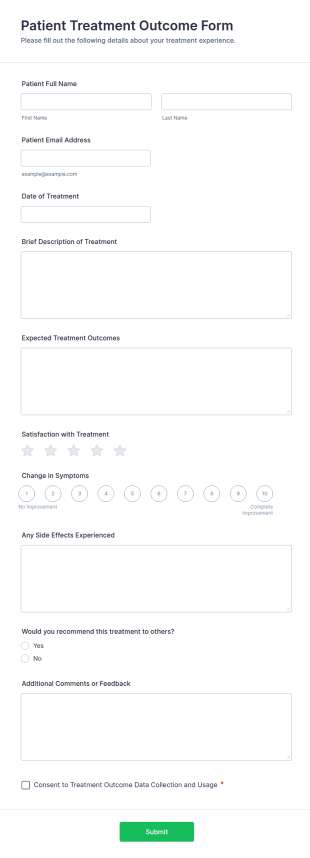Patient Treatment Outcome Form Template