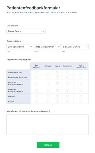 Patientenfeedbackformular Form Template
