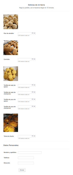 Patisserie Order Form In Spanish