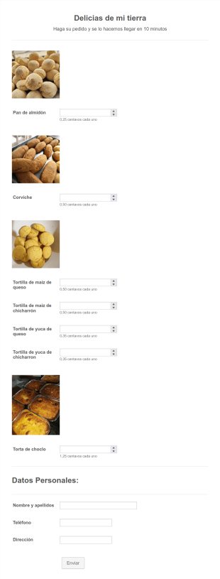 Patisserie Order Form In Spanish Form Template