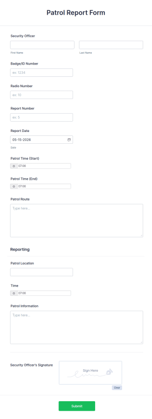 Patrol Report Form Template