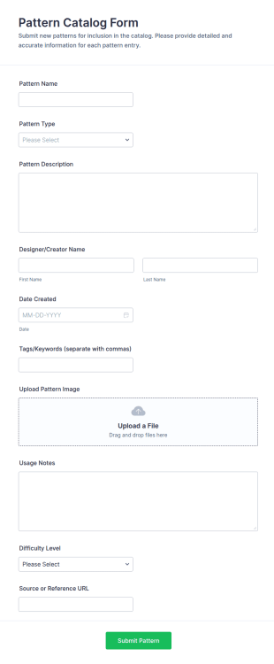 Pattern Catalog Form Template