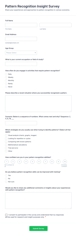 Pattern Recognition Insight Survey Form Template