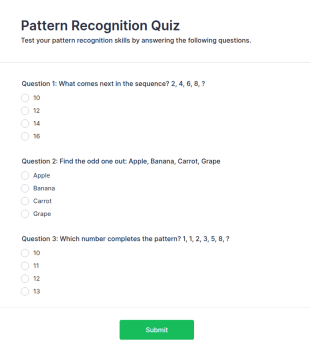Pattern Recognition Quiz Form Template