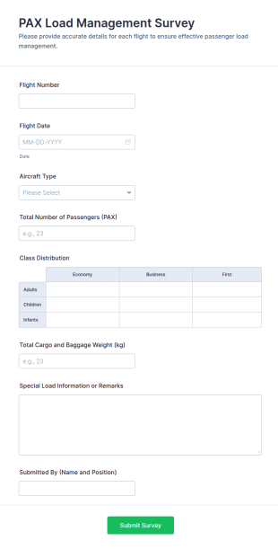 PAX Load Management Survey Form Template