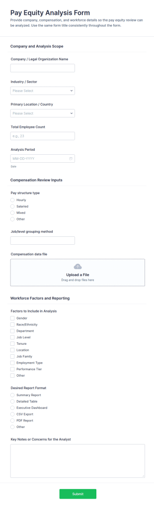 Pay Equity Analysis Form Template