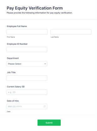 Pay Equity Verification Form Form Template