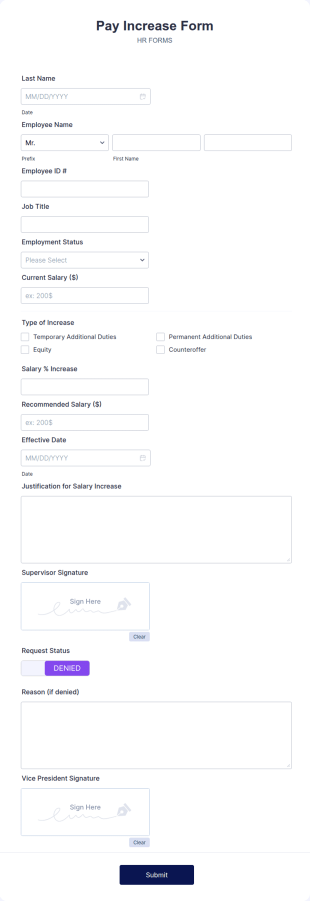 Pay Increase Form Template