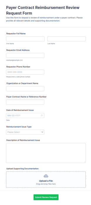 Payer Contract Reimbursement Review Request Form Template
