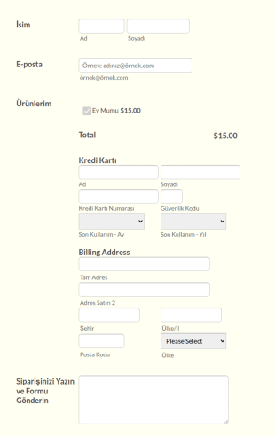 Payjunction Mum Sipariş Form Şablonu