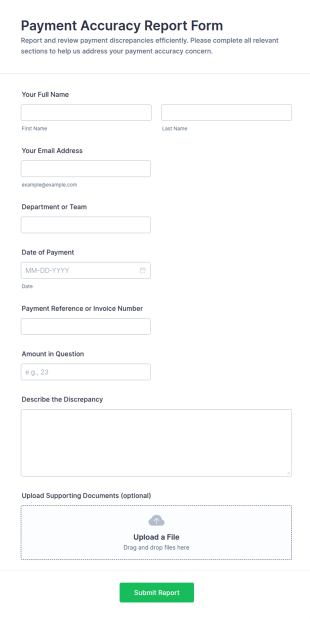 Payment Accuracy Report Form Template