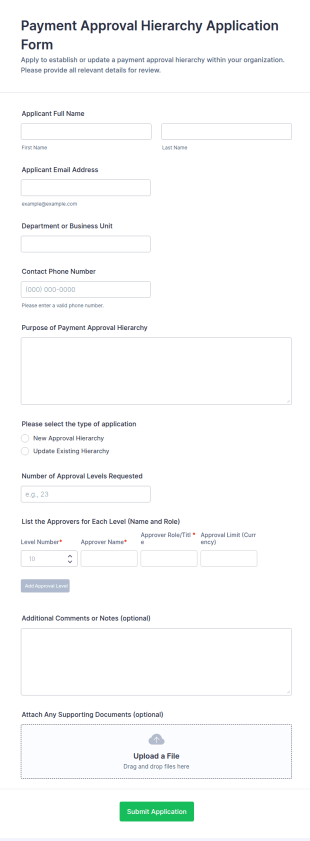 Payment Approval Hierarchy Application Form Template