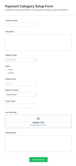 Payment Category Setup Form Template