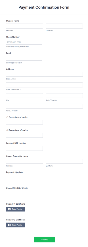 Payment Confirmation Form Template