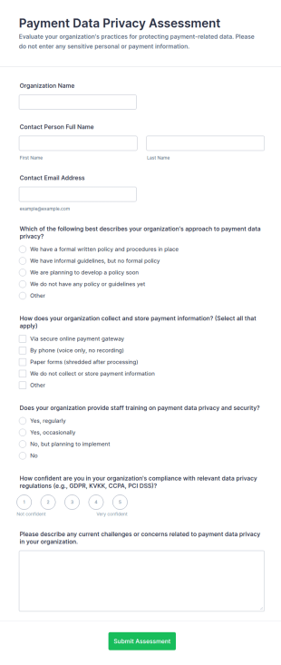 Payment Data Privacy Assessment Form Template