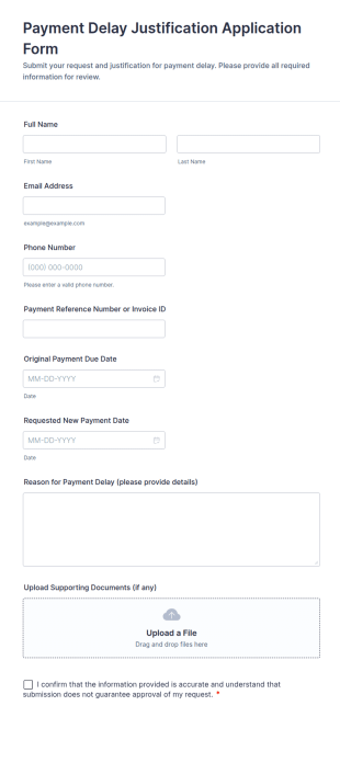 Payment Delay Justification Application Form Template