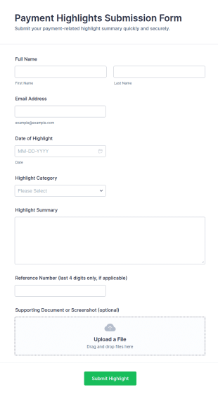 Payment Highlights Submission Form Template