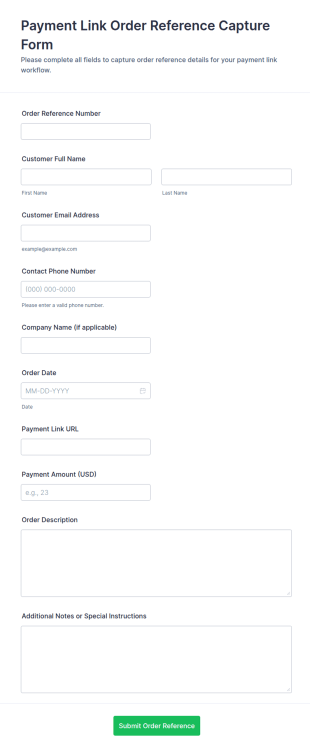 Payment Link Order Reference Capture Form Template