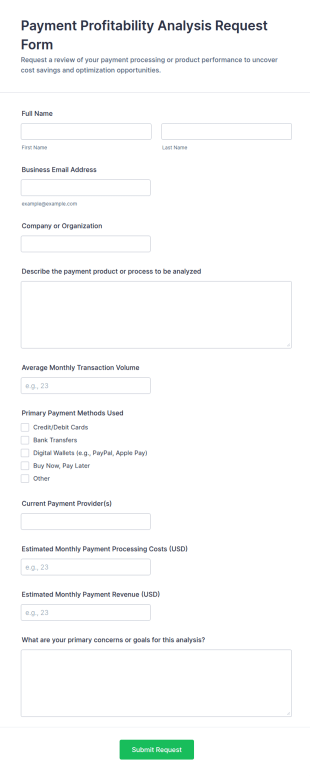 Payment Profitability Analysis Request Form Template