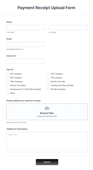 Payment Receipt Upload Form Template