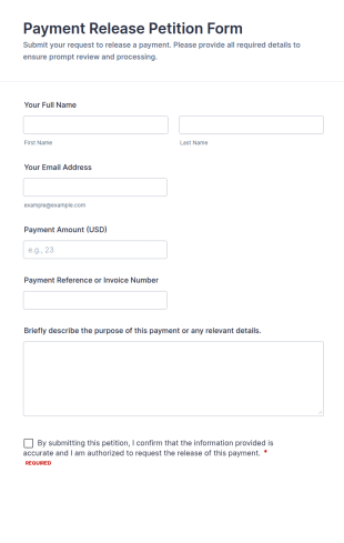 Payment Release Petition Form Template
