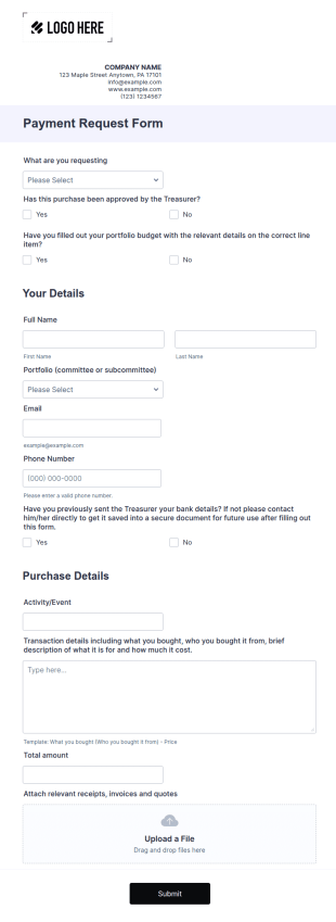 Payment Request Form Template
