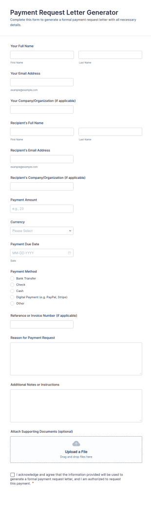 Payment Request Letter Generator Form Template