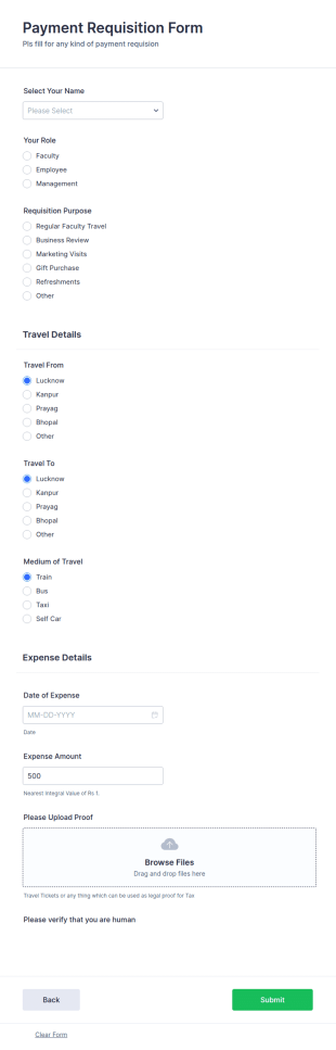 Expense Payment Requisition Form Template