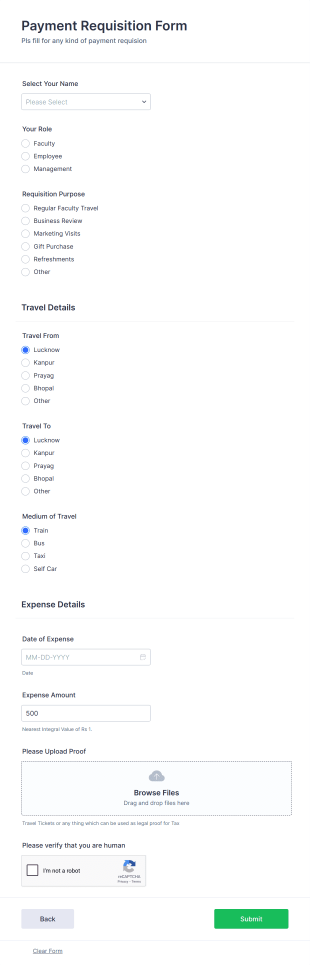 Expense Payment Requisition Form Template