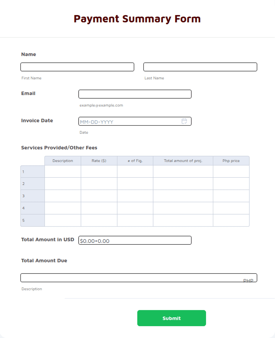 Payment Summary Form Template Jotform