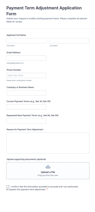Payment Term Adjustment Application Form Template