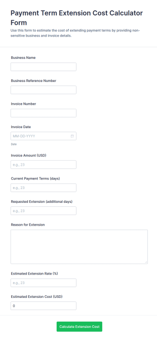 Payment Term Extension Cost Calculator Form Template