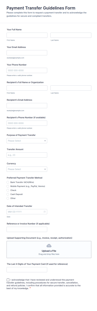 Payment Transfer Guidelines Form Template