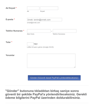 PayPal Bağış Form Şablonu
