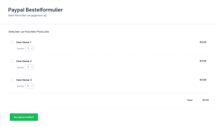Paypal Bestelformulier Form Template