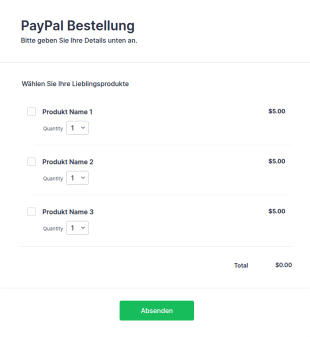 PayPal Bestellformular