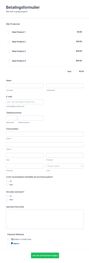 PayPal Betalingsformulier
