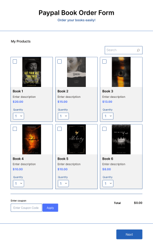 Paypal Book Order Form Template