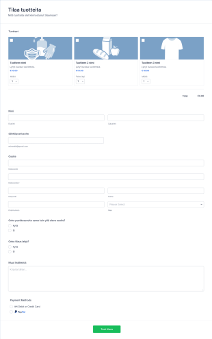 PayPal Business Maksulomake