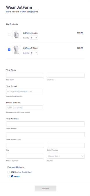 PayPal Business Payment Form On The Pop Up