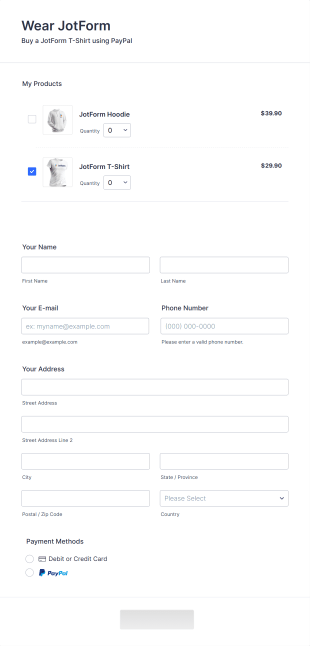 PayPal Business Payment Form On The Pop Up Form Template