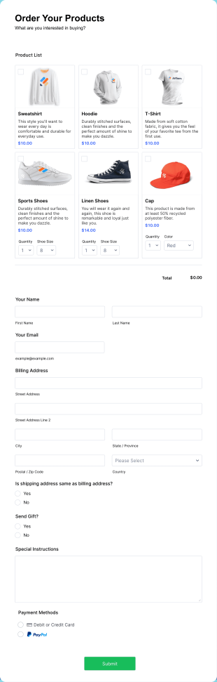 PayPal Business Payment Form Template