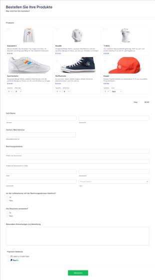 PayPal Business Zahlungsformular