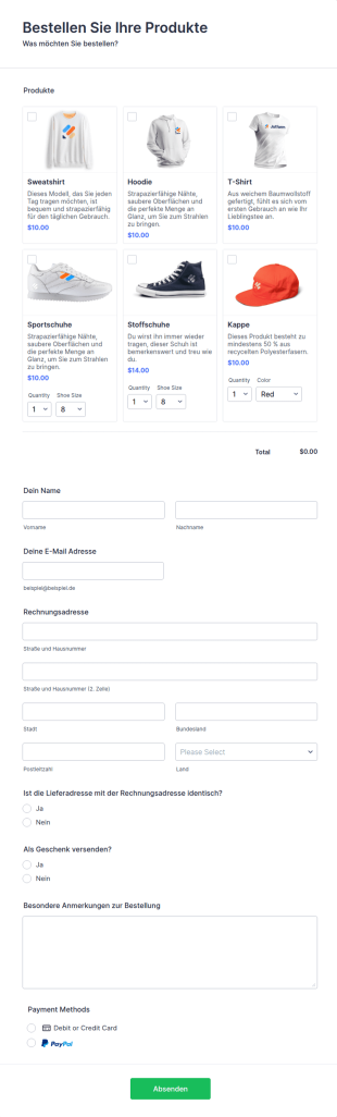 PayPal Business Zahlungsformular