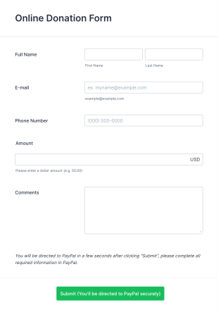 PayPal Donation Form Template