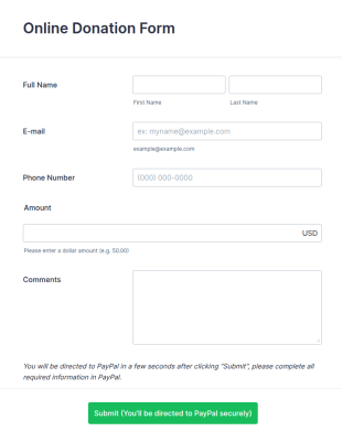 PayPal Donation Form Template
