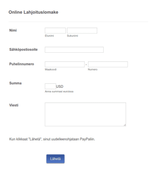 PayPal Lahjoituslomake