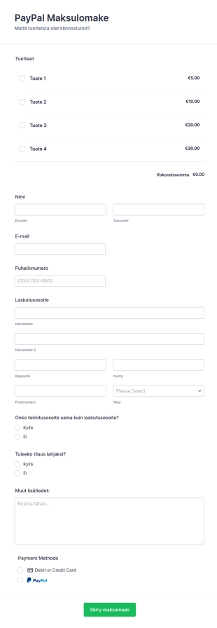 PayPal Maksulomake