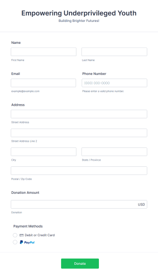 PayPal Nonprofit Donation Form Template