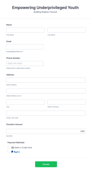 PayPal Nonprofit Donation Form Template